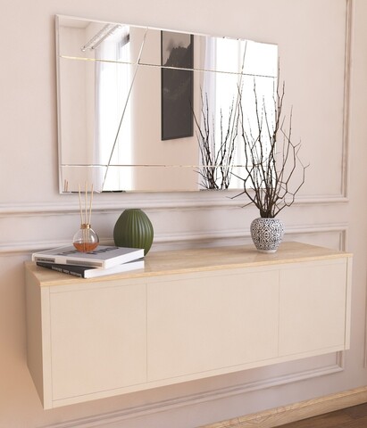 Oglinda decorativa, Siam, Akol, 50x75x2.2 cm, MDF , Alb