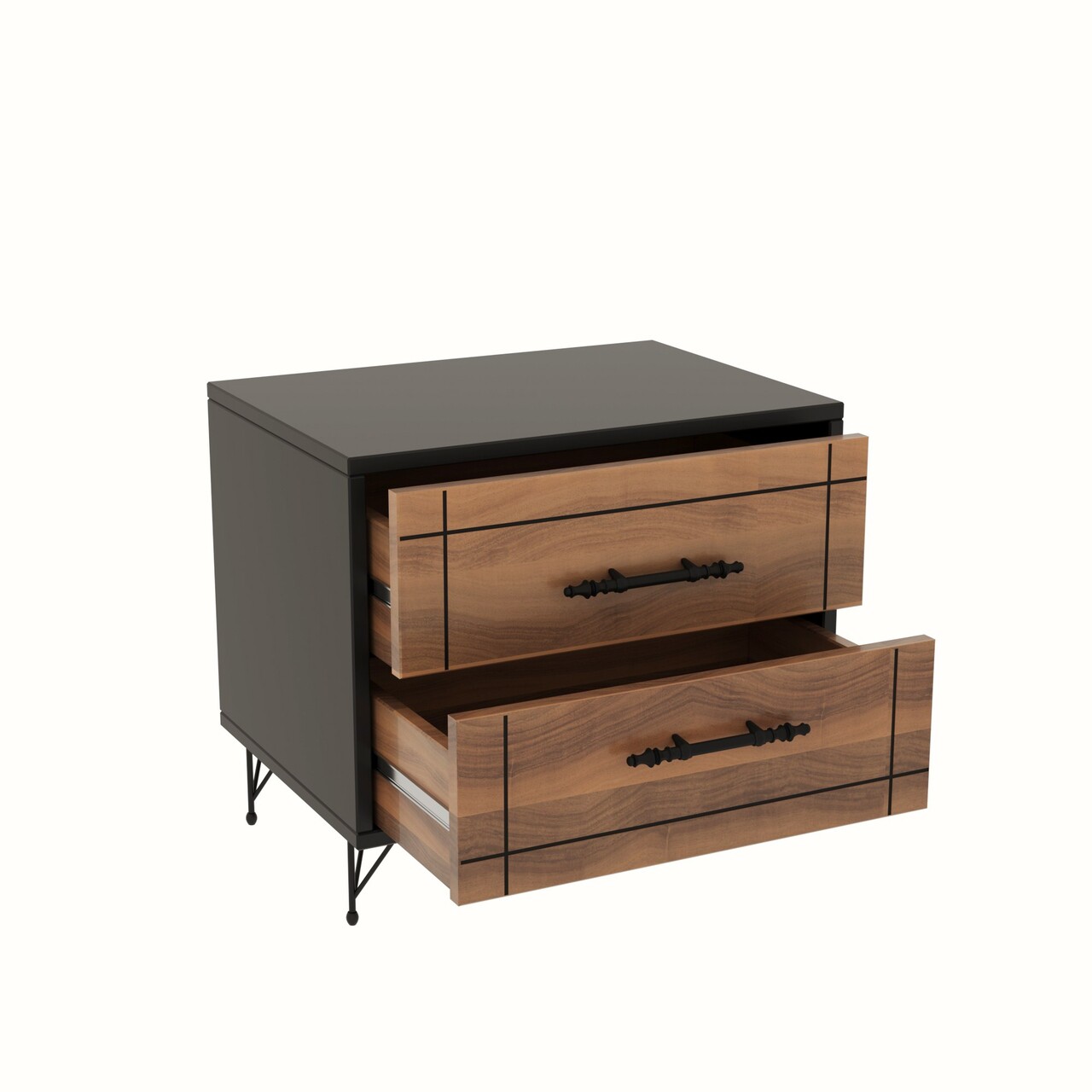 Noptiera, Kalune Design, Night, 50x55x40 cm, PAL, Nuc / Negru - 2 | YEO