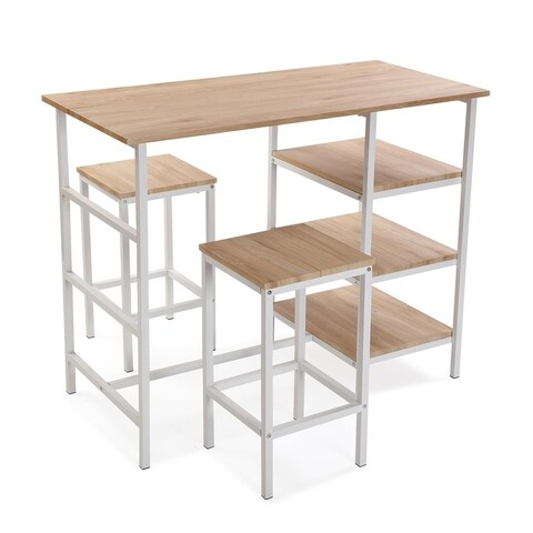 Set masa si scaune 3 piese Hudson Light, Versa, 105.5 x 50 x 85 cm, metal/MDF