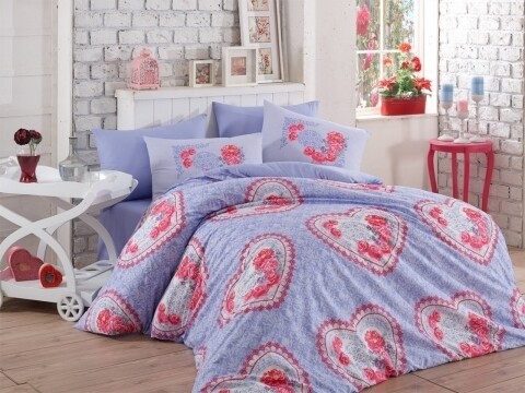Lenjerie de pat dubla, 4 piese, 100% bumbac ranforce, Hobby, Lovely Lilac, mov