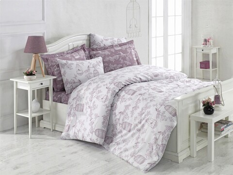 Lenjerie de pat pentru o persoana (de), 2 piese, samyeli - lilac, eponj home, 65% bumbac/35% poliester