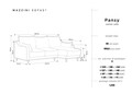Coltar extensibil reversibil, Pansy, Mazzini Sofas, 4 locuri, cu lada de depozitare, 220x150x90 cm, catifea, albastru petrol