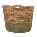 Cos pentru depozitare, Creaciones Meng, 16x19 cm, stuf/hartie impletita, natural/verde