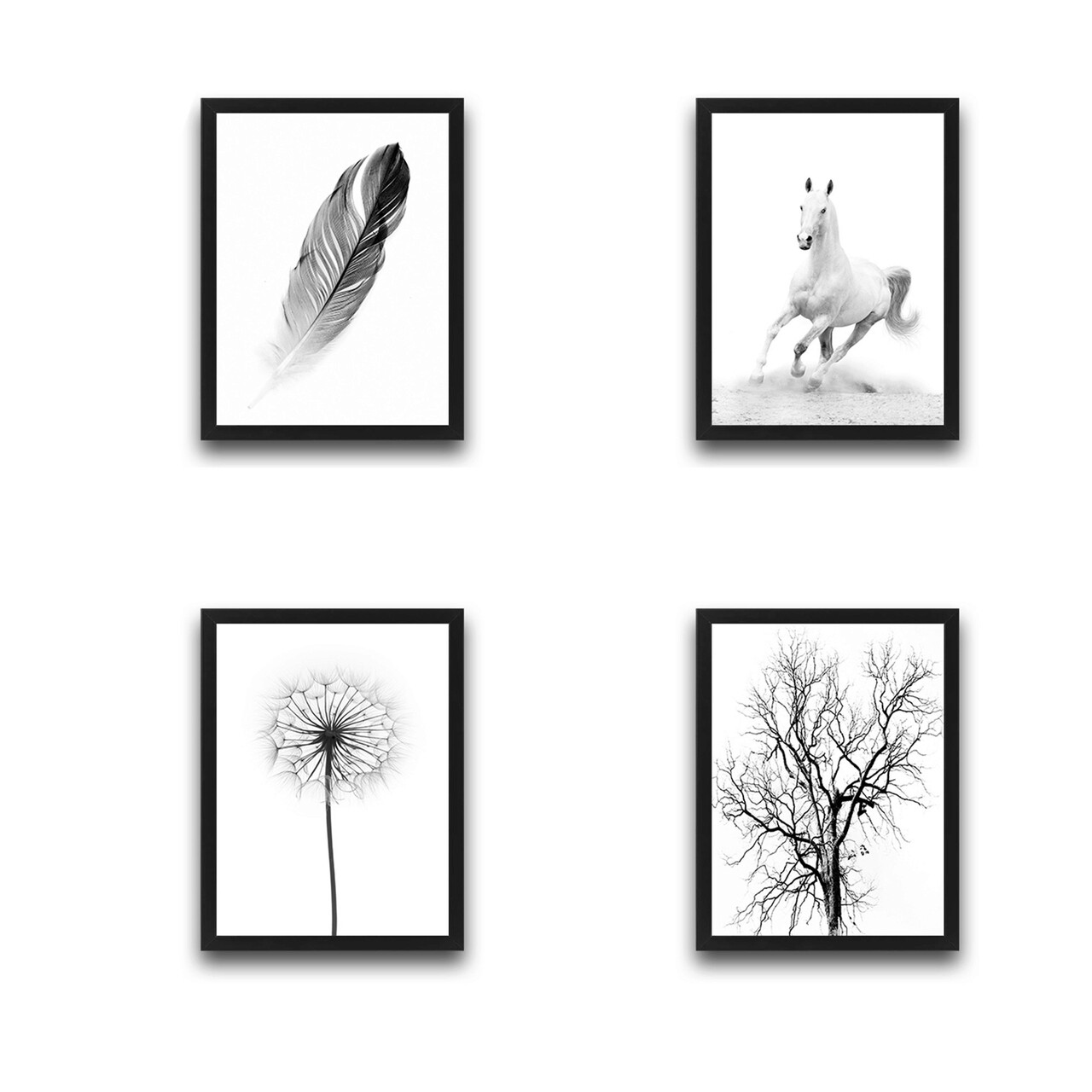 Set 4 tablouri decorative, White Running Horse Set, PAL, Hartie, Multicolor - 1 | YEO