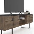 Comoda TV, Minima, Paulo, 160 x 50.2 x 35 cm, pal melaminat, nuc/negru