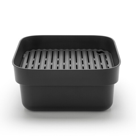 Bol de spalat cu tava de picurare, Brabantia, SinkSide, 37.4x34.4x16.1 cm, plastic, gri inchis