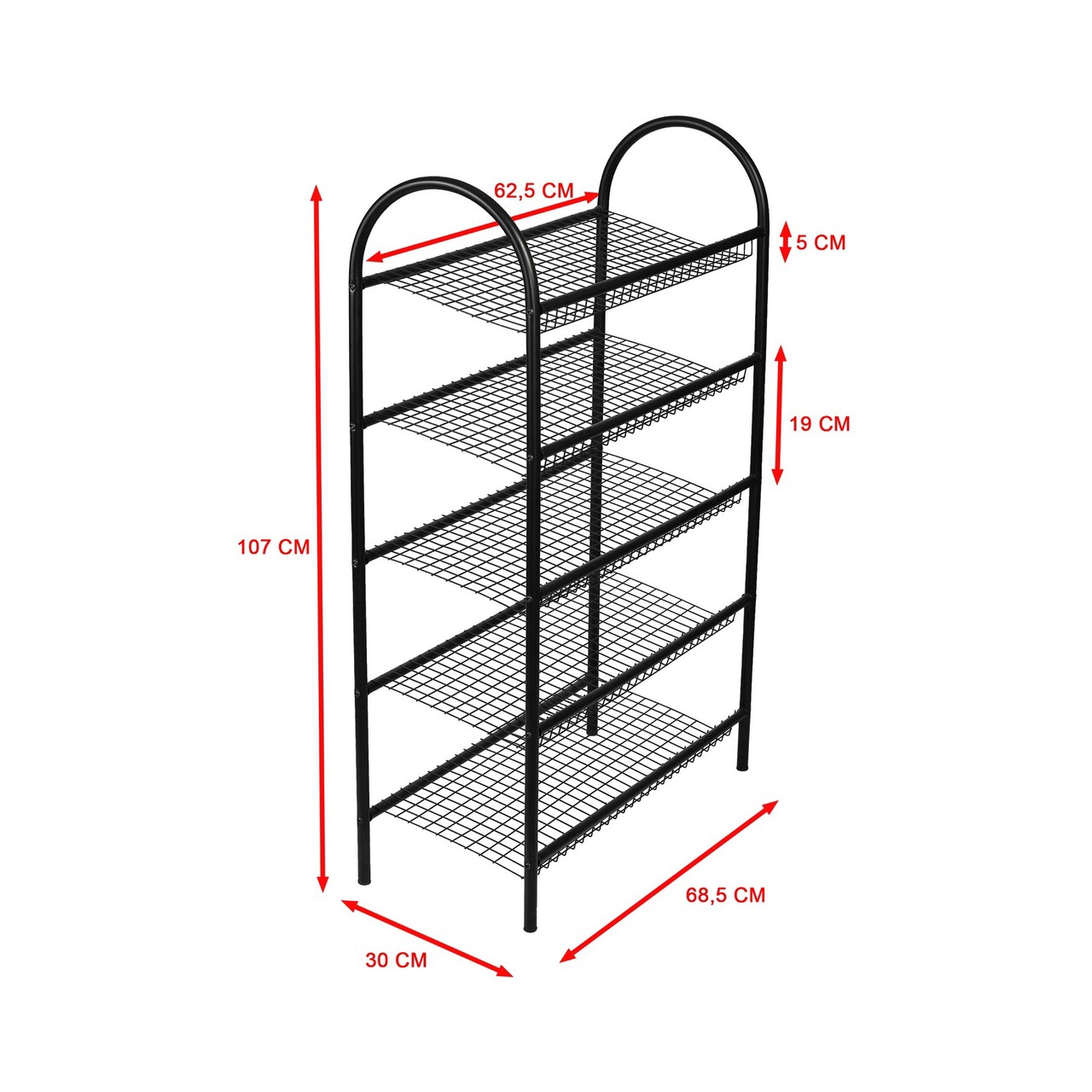 Pantofar, Puqa Design, Roger, 69x29x20 cm, Metal, Negru