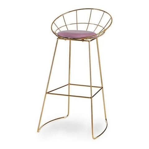 Scaun de bar Brielle, Gift Decor, 51 x 94 x 52 cm, fier/poliester, roz/auriu bar