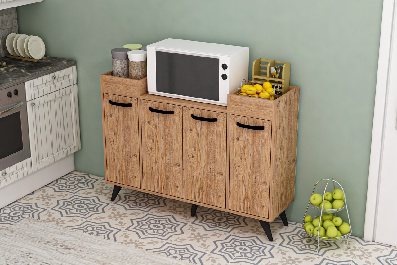 Dulap multifunctional, Coraline, Visar, 120x88.5x35 cm, PAL, Maro - 1 | YEO
