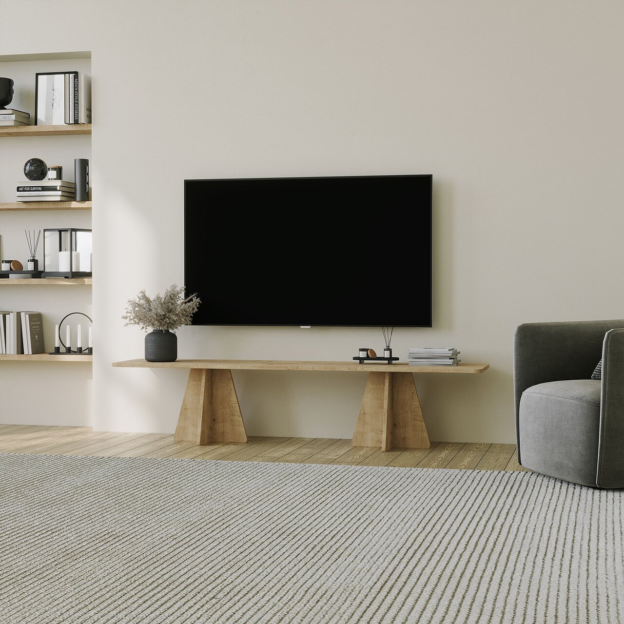 Comoda TV, Neostill, Mushroom, 180x40x42 cm, PAL, Maro - 2 | YEO