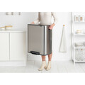 Cos de gunoi cu pedala, Brabantia, Bo Pedal, 2x30 L, 36.3x54.1x65.2 cm, otel, argintiu