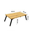 Masuta pentru laptop / mic dejun Gusto, Vella, 60x35x24.5 cm, natural/negru
