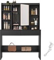 Masa de toaleta cu  oglinda cu LED-uri ajustabile/ masuta dressing, Vasagle, 90x40x144.7  cm, PAL/MDF, negru