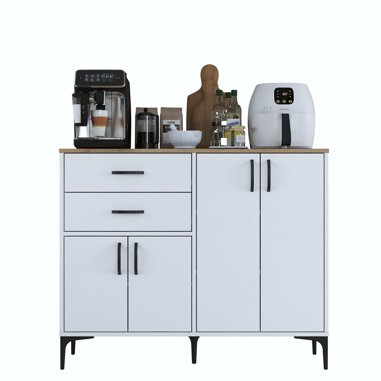 Dulap multifunctional, Hanah Home, JE210, 120x98.6x45 cm, PAL melaminat, Alb/Maro - view 9