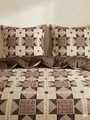 Lenjerie de pat King Size, Patchwork, Homla, 200x220 cm, 3 piese, bumbac, maro/bej