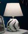 Lampa de masa Shiney, Mauro Ferretti, 1 x E27, 40W, 30x42 cm, ceramica/fier, alb/argintiu