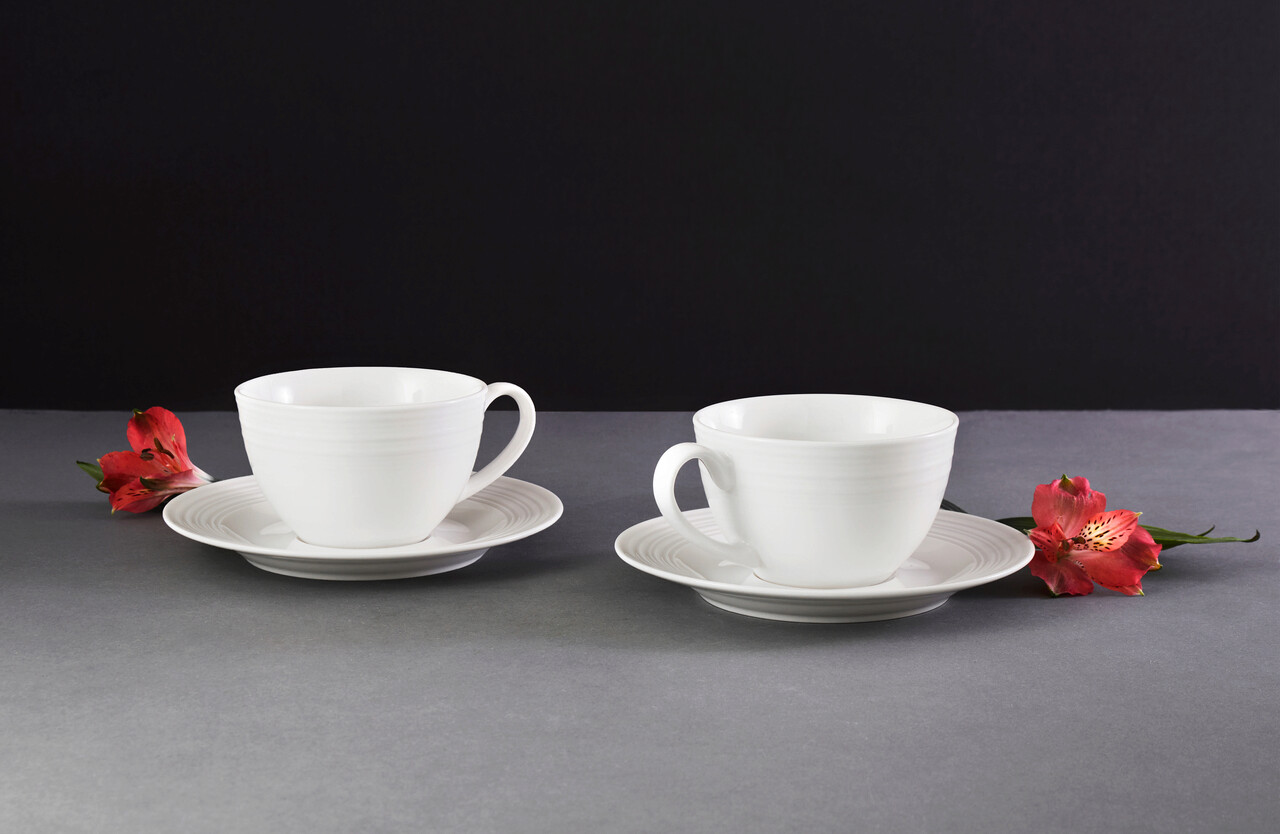 Set de cafea / ceai 12 piese Linea, Ambition, portelan, alb - 1 | YEO