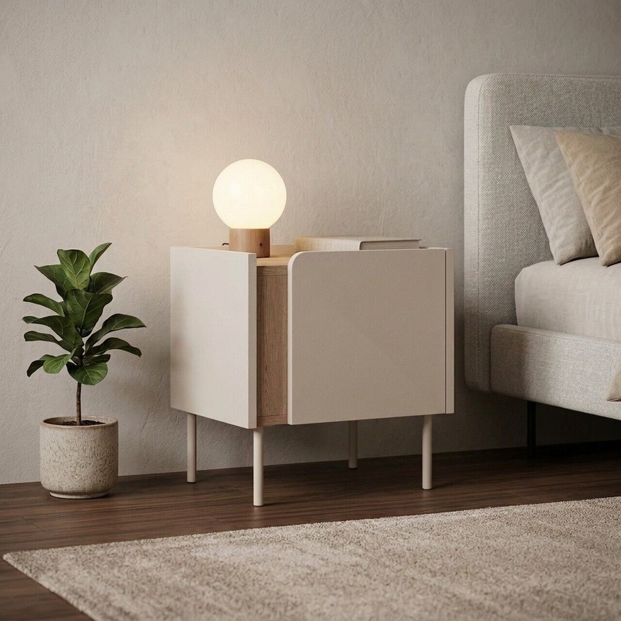 Noptiera Hanah Home Lucile 45.5x47.8x35 cm PAL Stejar Sepet / Gresie