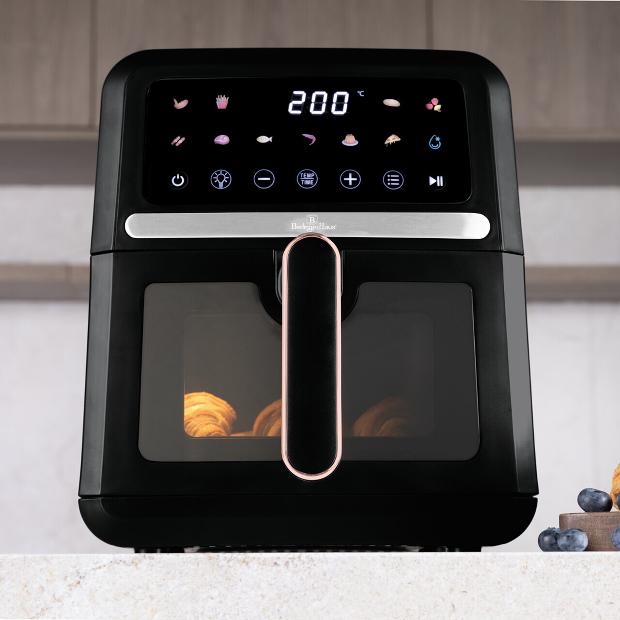 Friteuza cu aer cald si fereastra Berlinger Haus, Black Rose, 26x32.4x30.6 cm, 5 L, 1500W, negru - imagine 6