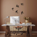 Decoratiune de perete, Swallows, Metal, 19 x 18 cm, Negru