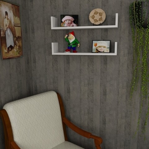 Set 2 rafturi pentru perete iris, furny home, alb