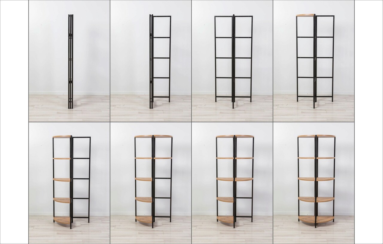 Corp biblioteca, Sapphire, Mona Rafix, 66x155x34 cm, PAL, Pin Atlantic / Negru