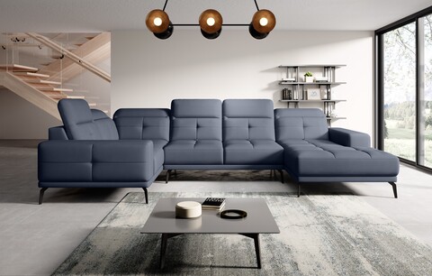 Coltar stanga 6 locuri ELTAP, LT-40PO, Neviro, 350x201x77 cm, lemn/poliester, albastru