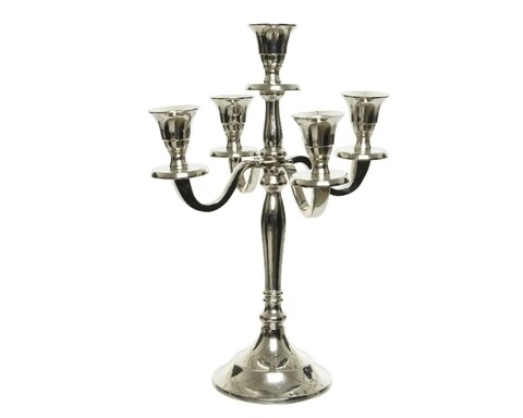 Sfesnic cu 5 brate Decoris, 20x29.5 cm, aluminiu, argintiu