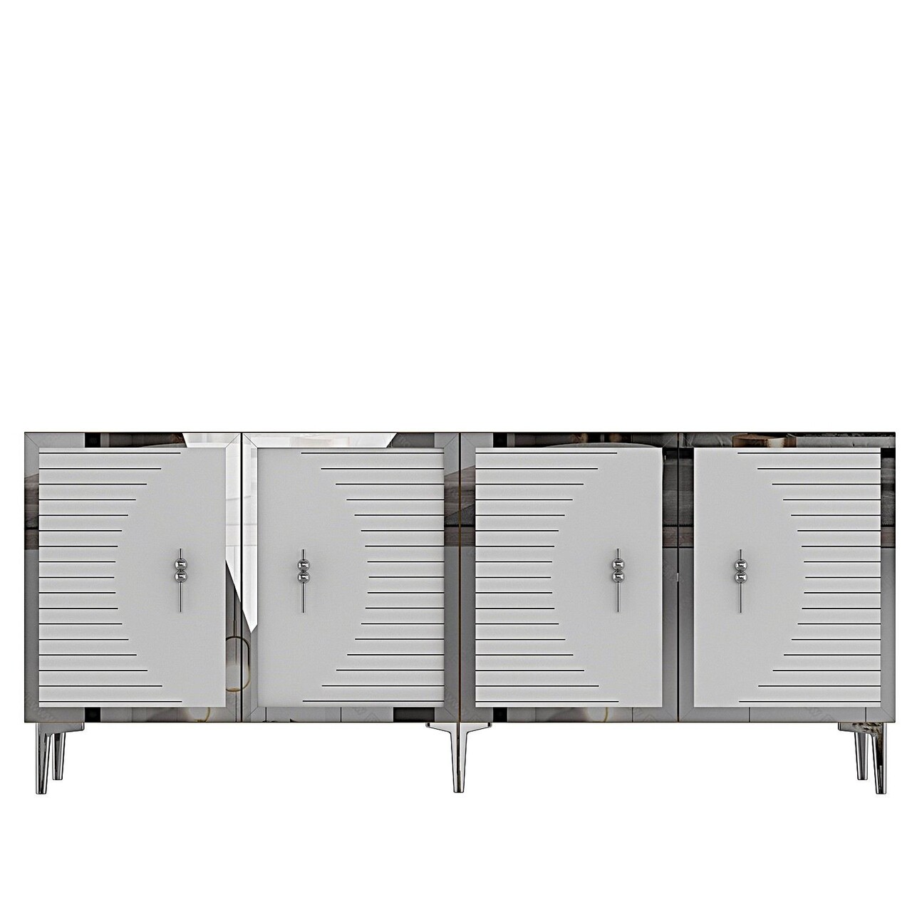 Consola, Hanah Home, Tuna 180, 180x75x32 cm, PAL , Stejar Safir / Alb / Argintiu - view 4