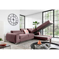 Coltar extensibil dreapta 3 locuri ELTAP, RT-24LO, Grayson, 278x205x92 cm, lemn/poliester, roz