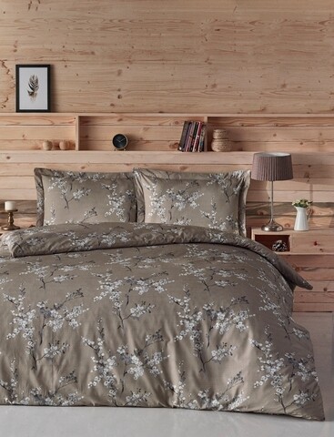 Lenjerie de pat dubla King Quilt(FR) Chicory, Türkiz, 3 piese, 240×220 cm, bumbac ranforce, maro mezoni.ro