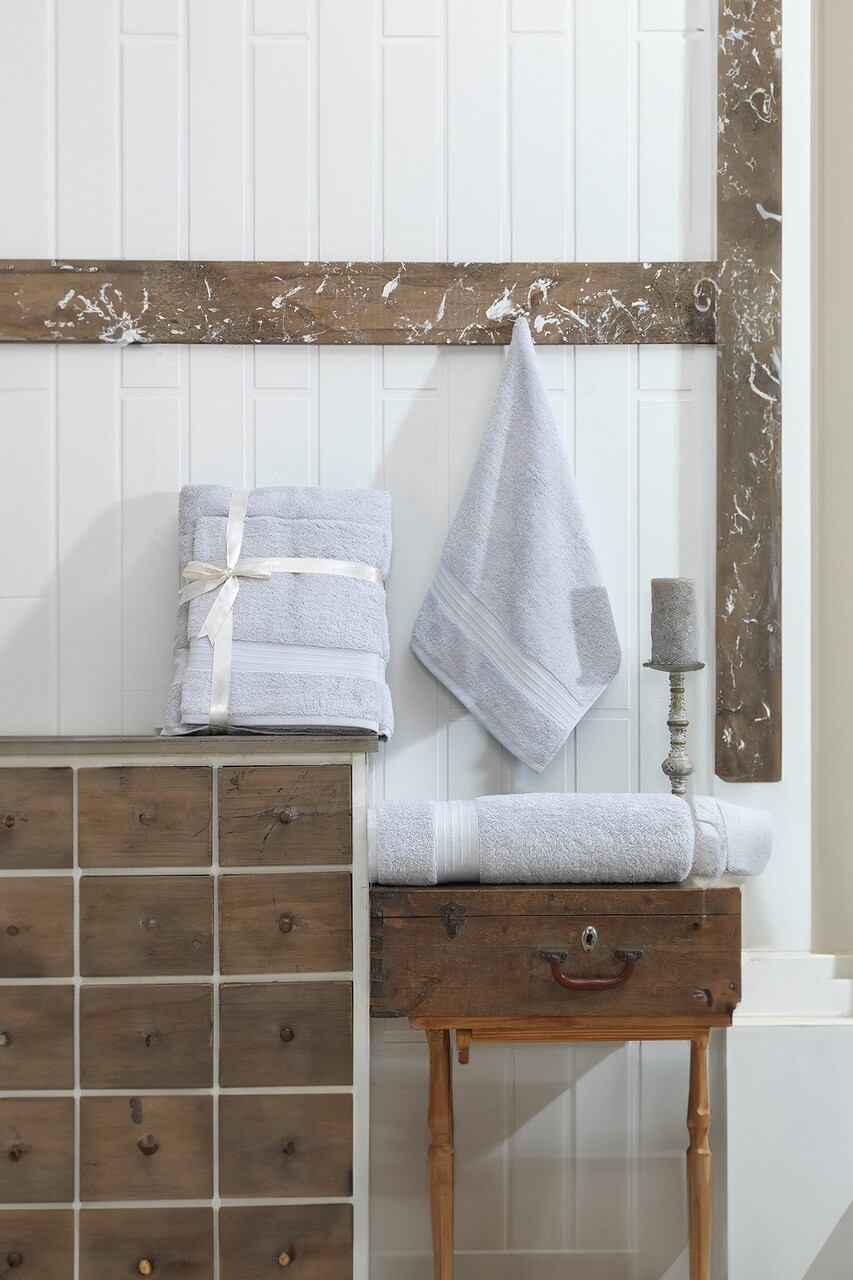 Set prosoape de baie, Eponj Home, DS, Bumbac, Gri deschis