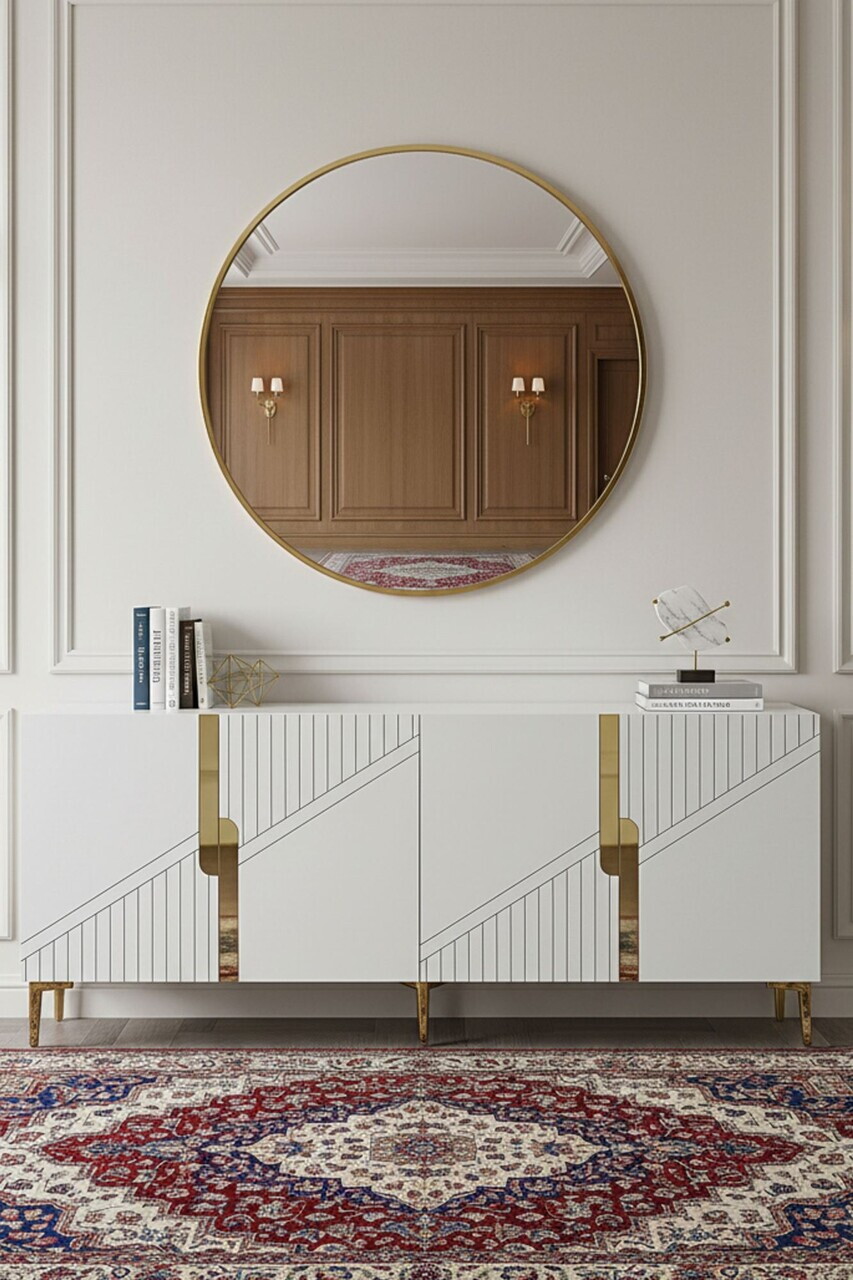 Consola, Hanah Home, Evva 150, 125x75x32 cm, Alb/Auriu — imaginea 4
