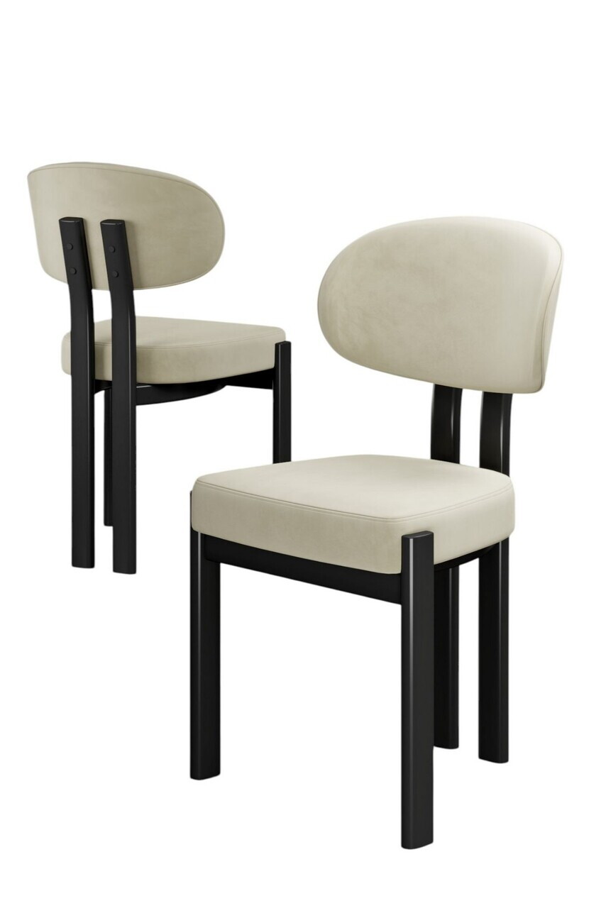 Set scaune 2 piese, Hanah Home, Dore, Crem/Negru — imaginea 2
