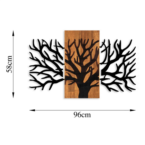 Decoratiune de perete, Horn Tree, Lemn/metal, 96 x 58 cm, Nuc / Negru