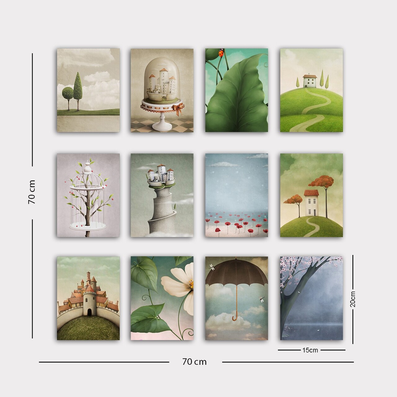 Set 12 tablouri decorative, 12MDF29YS, 20 x 15 cm, 12 piese, Multicolor - view 2