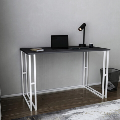 Birou, retricy, kane, 120x60x74.8 cm, pal, alb / antracit
