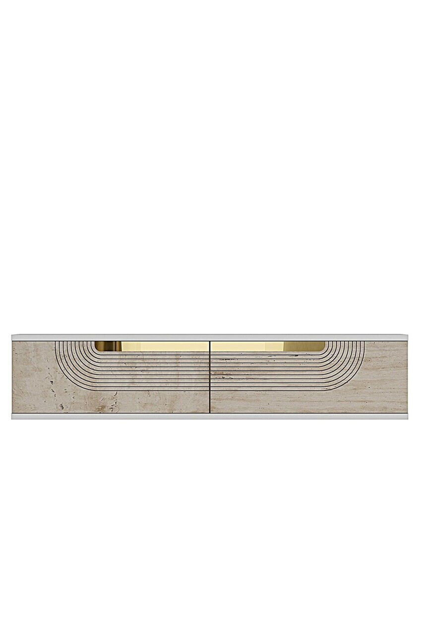 Dulap, Hanah Home, Meyra 120, 120x25.5x29.6 cm, White / Travertine / Gold — imaginea 5