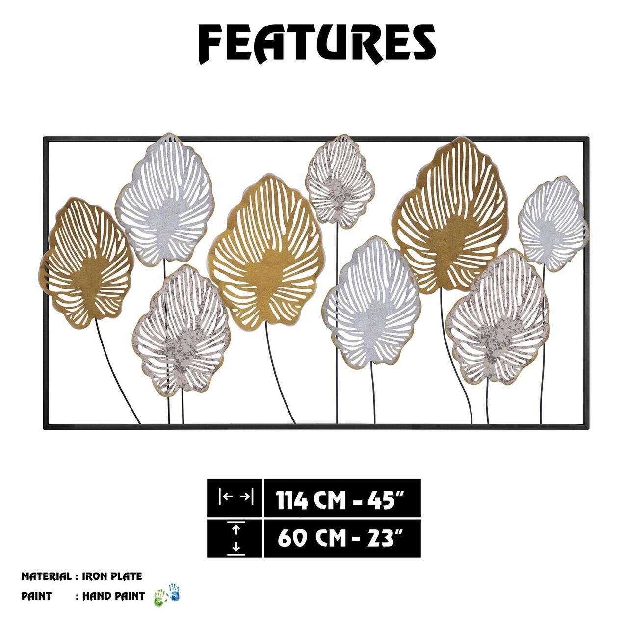 Decoratiune de perete, Melo, Metal, Grosime: 0,6 mm, Multicolor — imaginea 8