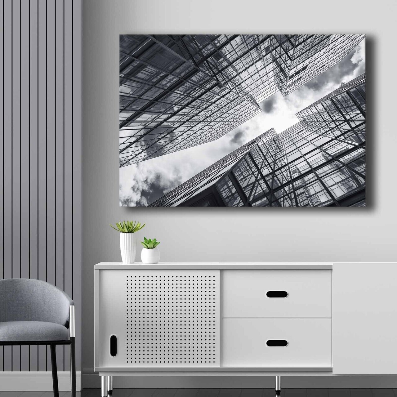 Tablou decorativ, 70100NISC-007, Lemn, Alb / Gri / Negru — imaginea 2