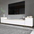 Comoda TV, Inarch, Imaj, 180x45.2x35 cm, PAL, Alb/Auriu