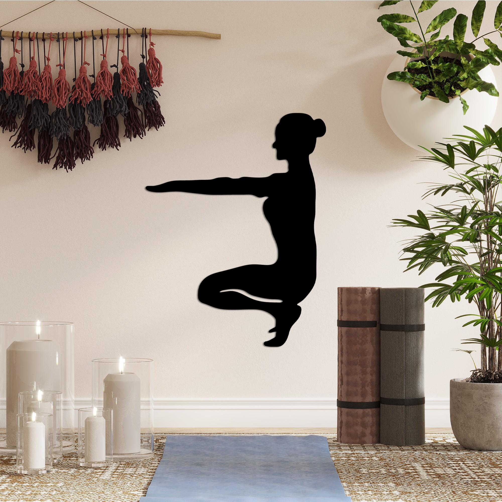 Decoratiune de perete, Yoga 16, Dimensiune: 43 x 55 cm, Negru