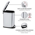 Cos de gunoi cu pedala Design, Wenko, 23.5x41x55 cm, inox/polipropilena, argintiu/negru