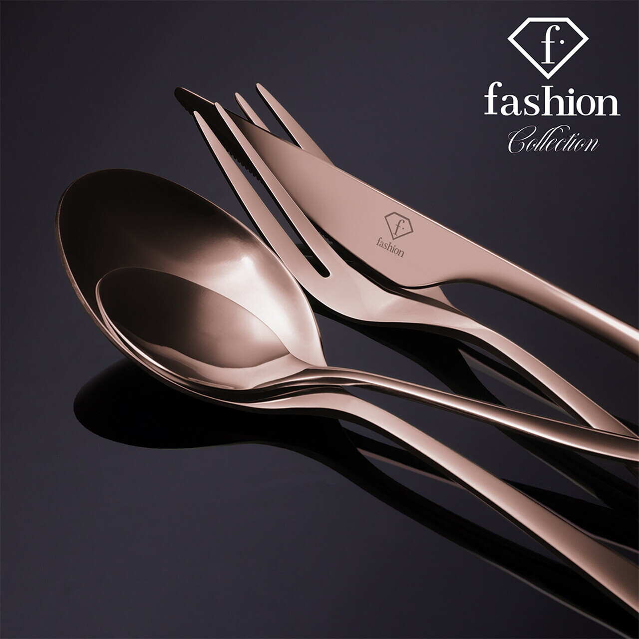 Set tacamuri pentru 6 persoane, 24 piese, Fashion TV, inox, auriu roz - view 2