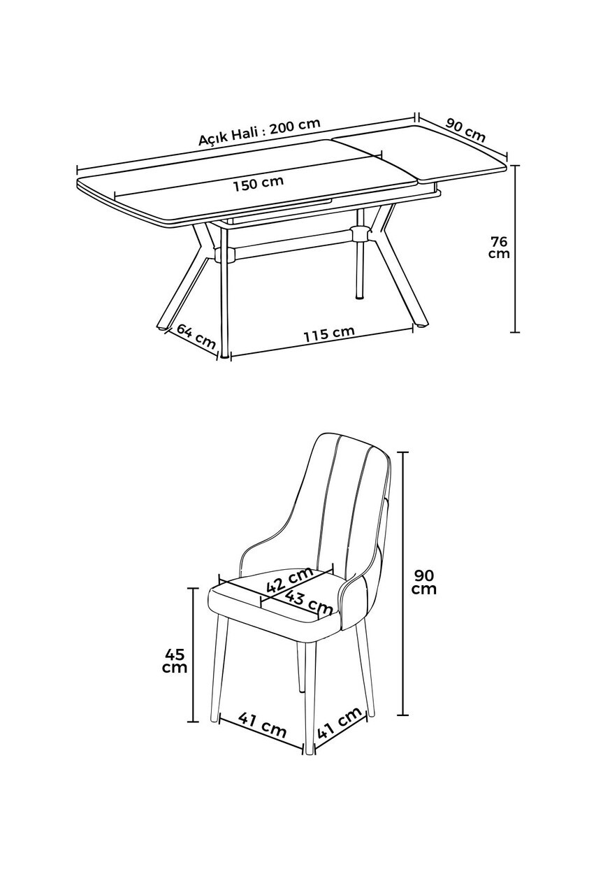 Set masa extensibila si scaune (7 piese), Hanah Home, Nis, Model de marmură albă / Auriu / Crem — imaginea 3