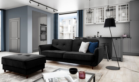 Canapea extensibila 3 locuri ELTAP, SO-BEL-10LO, Bellis, 220x90x83 cm, lemn/poliester, negru