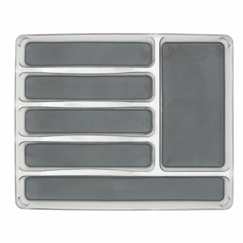 Suport organizare tacamuri cu 6 compartimente Mist, Wenko, 32 x 40 cm, plastic/thermoplastic, gri