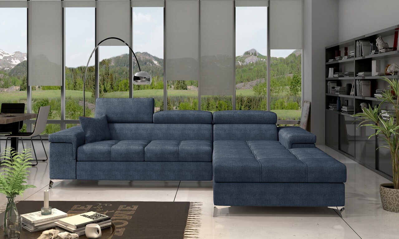 Coltar extensibil dreapta 4 locuri ELTAP, Ric-29, Ricardo, 281x205x88 cm, lemn/poliester, albastru - view 2