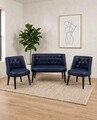 Set fotoliu extensibil și canapea cu 2 locuri (3 piese), Atelier del Sofa, 281ELR1205, Albastru inchis