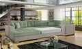 Coltar extensibil stanga 5 locuri ELTAP, Damario, 338x189x78 cm, lemn/poliester, verde menta/gri